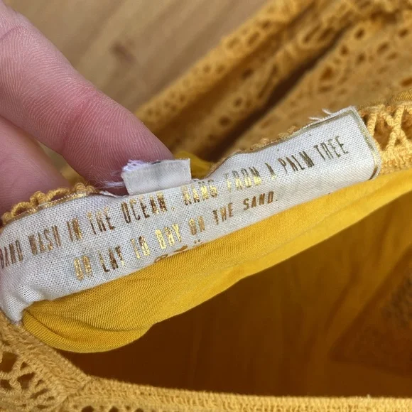 Jen's Pirate Booty Jasmine Crochet Mini Dress Small Yellow Orange Bell Sleeve - Picture 12 of 13